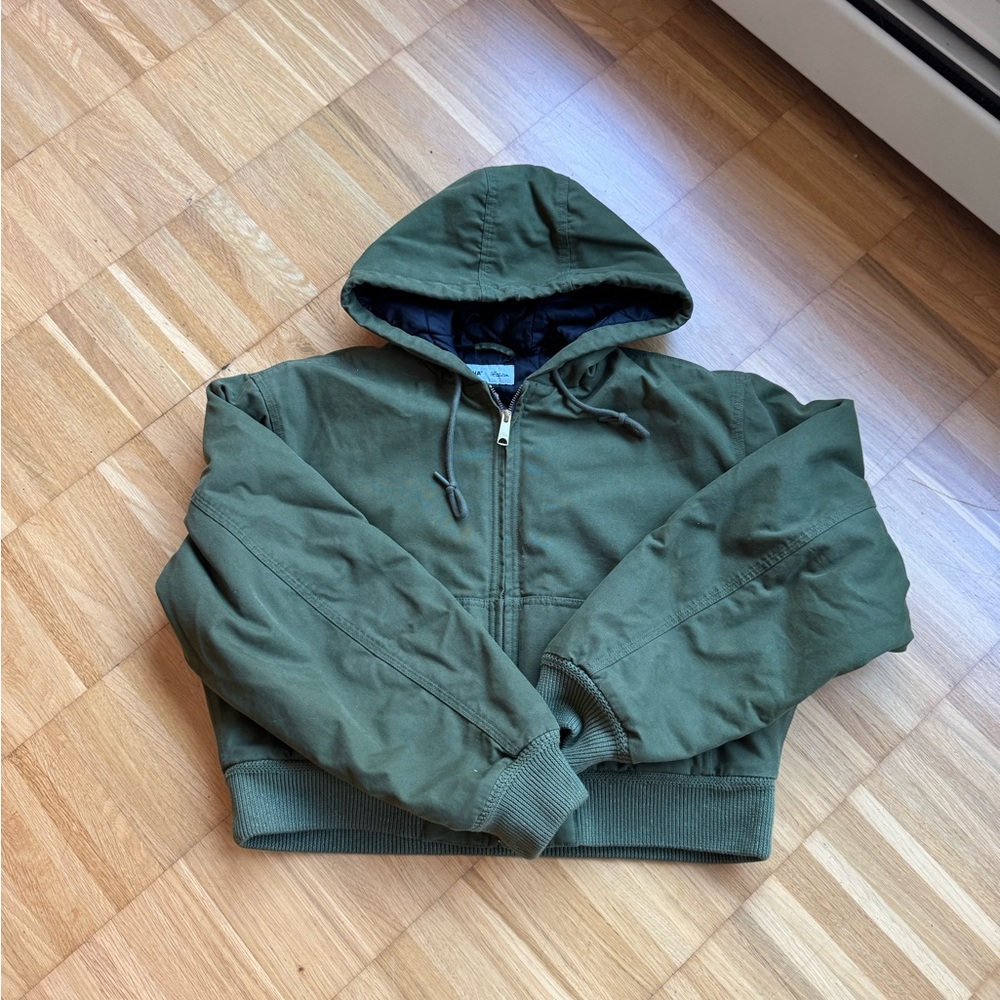 Aritzia Green Carpenter Hooded Zip-Up Jacket